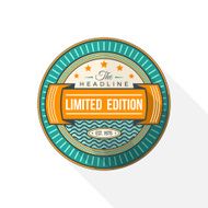 abstract colored flat style green orange vector badge label N2