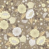 Seamless vintage pattern with decorative flowers N2