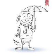 funny pet in the rain vector illustration N10