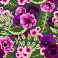 Seamless vintage pattern with painted flower leaves and plants N6