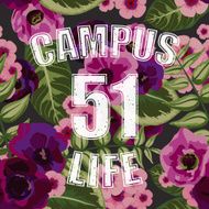 Flower tropical seamless pattern with campus life style sketch