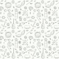 Sea hand drawn hipster seamless pattern over white N2