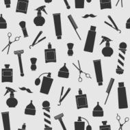 Barber shop vintage seamless background with barber tools N2