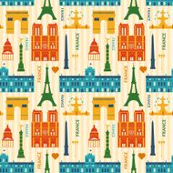Landmarks of France colorful seamless pattern N2