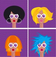 four different disco woman portraits whith glasses