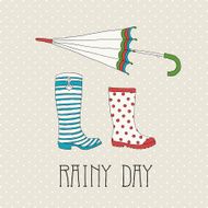 Colored rubber boots with umbrella