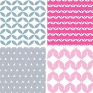 Four wavy pink and gray abstract geometric patterns backgrounds