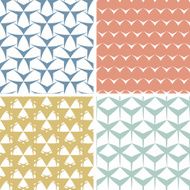 Four abstract edgy geometric pink seamless patterns set