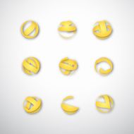 set of abstract yellow circle icon for design