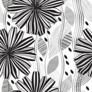 Monochrome seamless pattern of abstract flowers N5