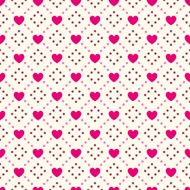 Heart shape vector seamless pattern Pink and white colors N7