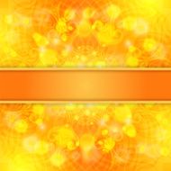 Elegant orange ornate background with lace ornament and ribbon