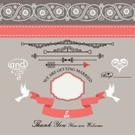 Wedding design template with Paisley border cartoon hearts