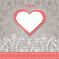 Cute design template Paisley border lace and hearts