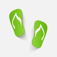Realistic paper sticker beach flip flops N8