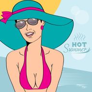 Hot pop art girl on a beach N14
