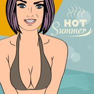 Hot pop art girl on a beach N15