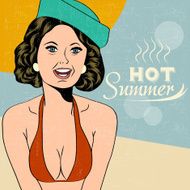 Hot pop art girl on a beach N16