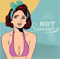 Hot pop art girl on a beach N17