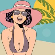 Hot pop art girl on a beach N18