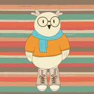 Funny owl-hipster