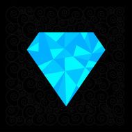 Big blue polygonal diamond on the black background