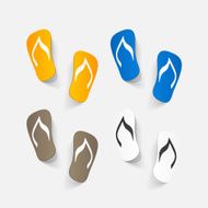 Realistic paper sticker beach flip flops N9