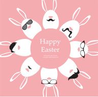 Happy Hipster Easter - set of stylish bunny eggs icons