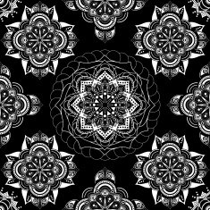 White and black ornamental fantasy seamless pattern