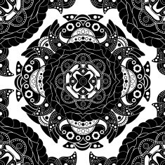 Vector white and black seamless pattern N2