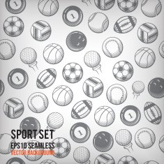 Vector sports seamless background Sports equipment colored pattern