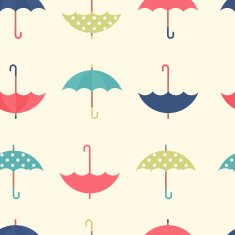 Autumn seamless pattern with a set flat umbrellas