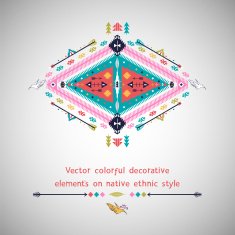 Vector colorful decorative element on native ethnic style N12