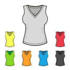 Women's V-neck Shirt Design Template Color Set Vector