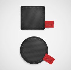 Black vector fabric badges with red ribbons
