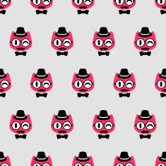 Seamless pattern with funny gentlemen kittens