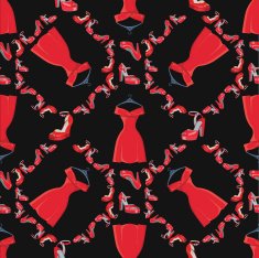 Fashion seamless pattern Womens high heel shoes and dresses