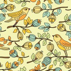Pattern with flower and birds N6