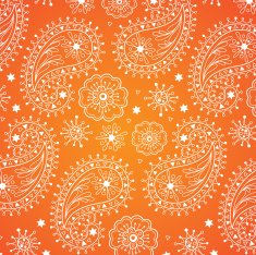 Paisley and stars in orange