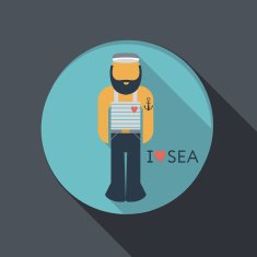 flat icon sailor with a beard