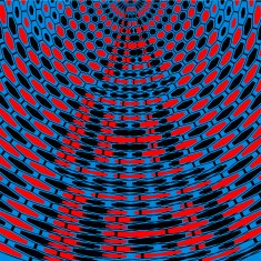 abstract red with blue hexagon ring pattern background
