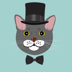 elegant cat in top hat and bow tie N2