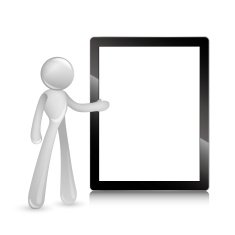 Man introducing the tablet computer