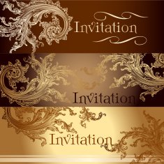Collection of vector invitation cards in vintage style N3