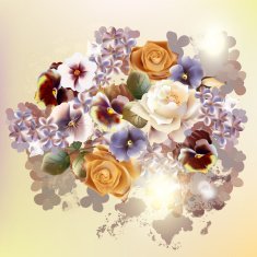 Fashion vector background with flowers in vintage style