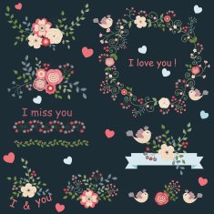 Vintage set of flowers