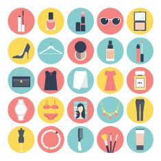 Fashion and Beauty Flat Icon Set