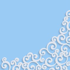 Vector Blue 3d Vintage Invitation Card with Floral Damask Pattern N10