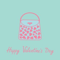 Love bag with hearts card Blue and pink Flat
