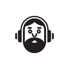 Hipster music lover logo illustration